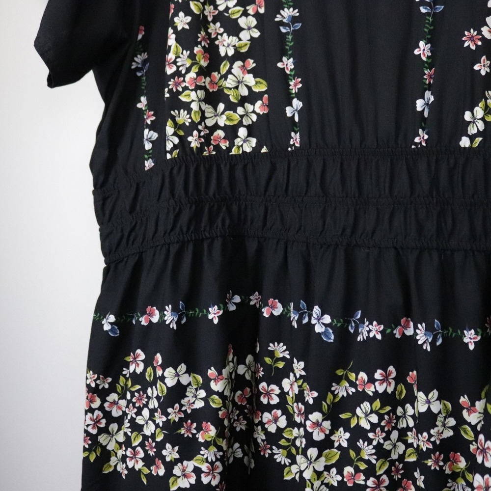 Anthropologie Somerset Maxi Dress Black Floral 3X Tiered Smocked - Picture 7 of 12